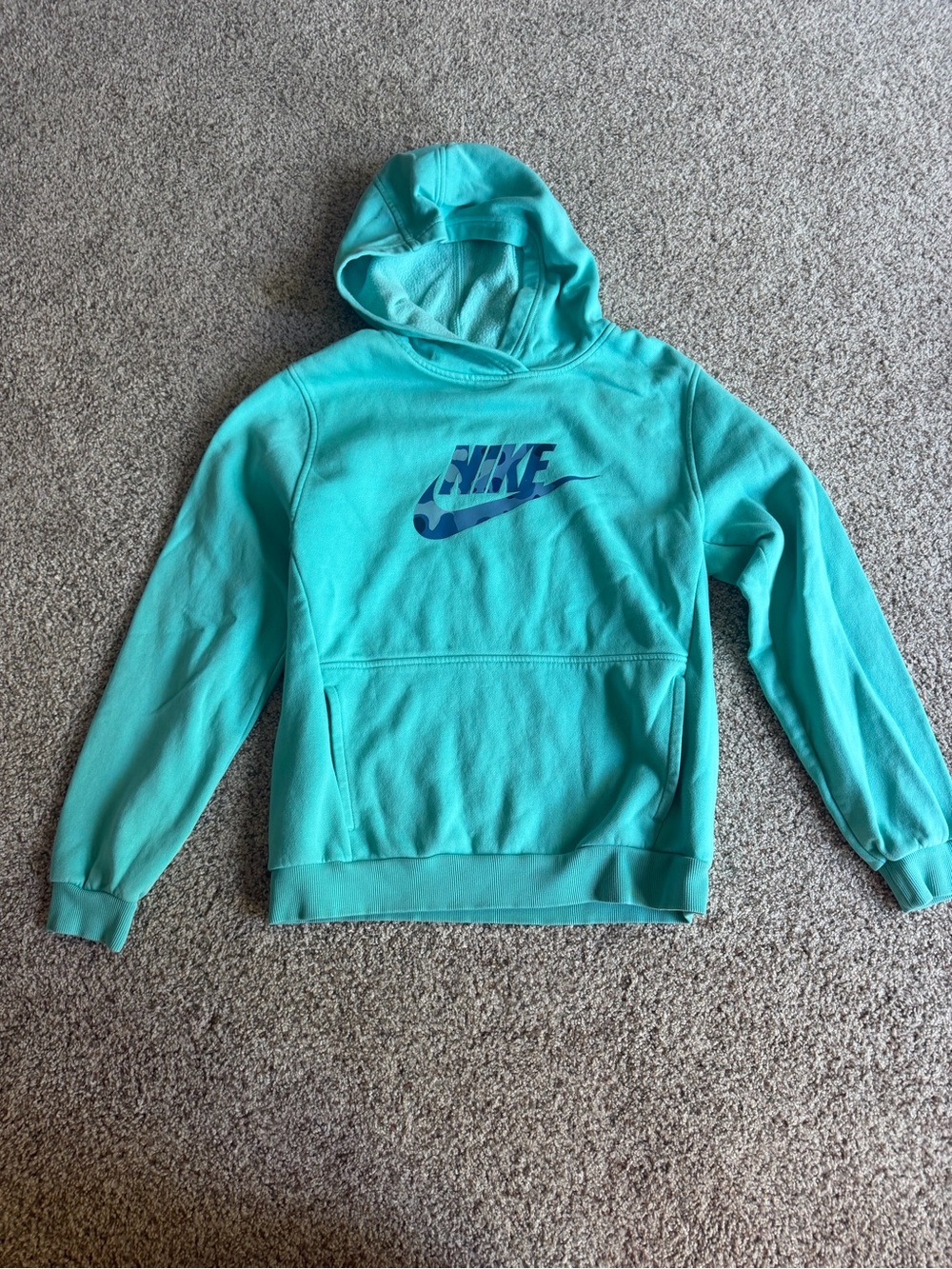 Nike Teal Pullover Hoodie with Blue Swoosh